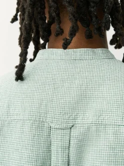 Next Grandad Collar Cotton Linen Blend Short Sleeve Shirt Green Best