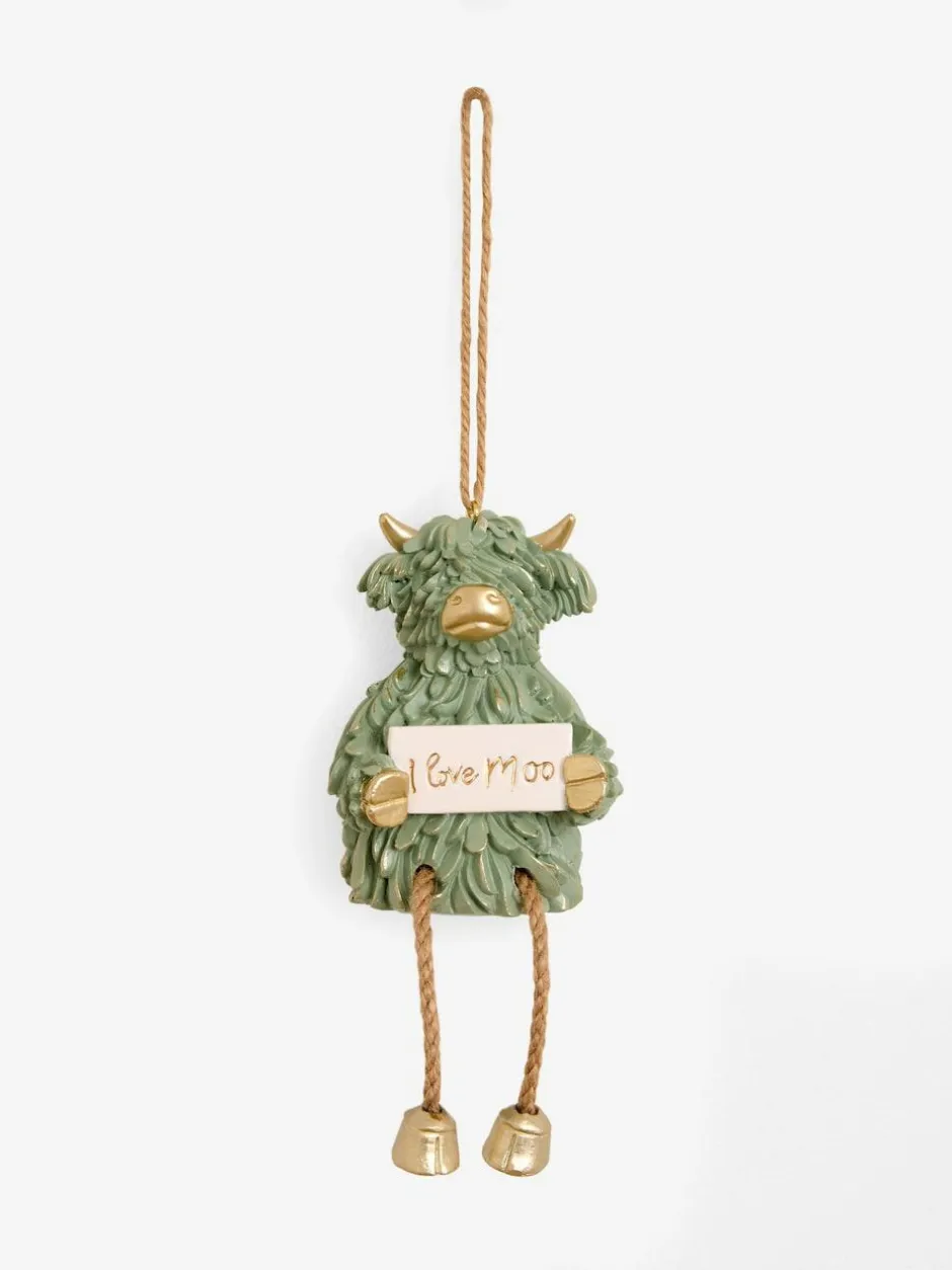 Next Green Hamish The Highland Cow I Love Moo Hanging Decoration Sale