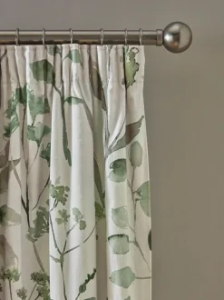 Next Isla Floral Print Pencil Pleat Blackout/Thermal Curtains Green Online