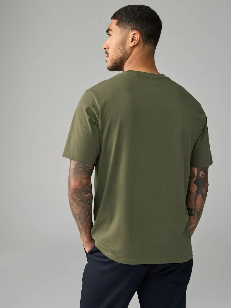 Next Green Khaki Regular Fit Essential Crew Neck Cotton T-Shirt Discount