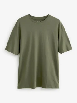 Next Green Khaki Regular Fit Essential Crew Neck Cotton T-Shirt Discount