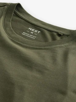 Next Green Khaki Regular Fit Essential Crew Neck Cotton T-Shirt Discount