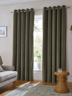 Next Green Light Olive Matte Velvet Blackout/Thermal Curtains Hot