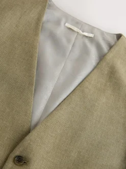 Next Linen Blend Texture Suit Waistcoat Green New