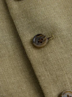 Next Linen Blend Texture Suit Waistcoat Green New