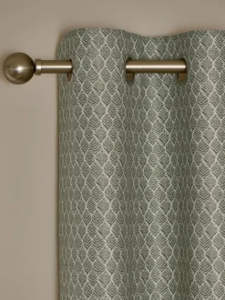 Next Green Mini Leaf Jacquard Eyelet Lined Curtains Hot