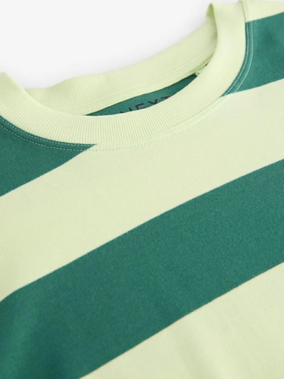 Next Green Monochrome Oversized Relaxed Fit Boxy Heavyweight Crew Neck T-Shirt Clearance