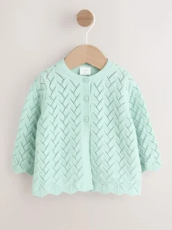 Next Pointelle Knitted Baby Cardigan (0mths-2yrs) Green Discount