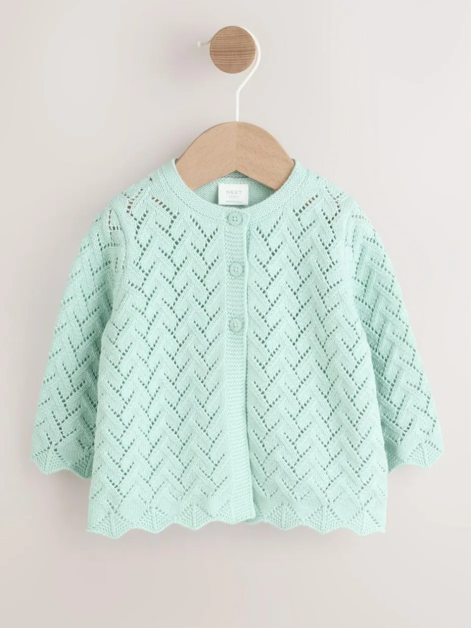 Next Pointelle Knitted Baby Cardigan (0mths-2yrs) Green Discount