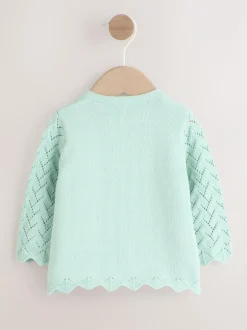 Next Pointelle Knitted Baby Cardigan (0mths-2yrs) Green Discount