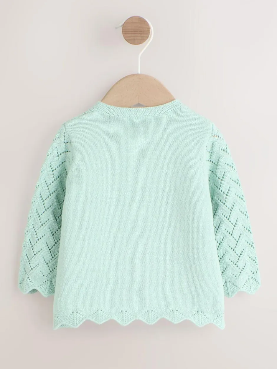 Next Pointelle Knitted Baby Cardigan (0mths-2yrs) Green Discount