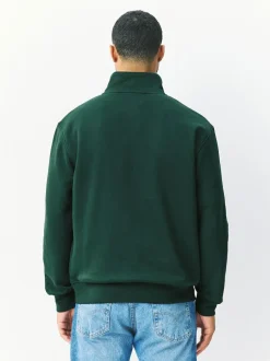 Next Green Quarter Zip Cotton Rich Jersey Sweatshirt Discount
