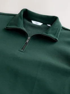 Next Green Quarter Zip Cotton Rich Jersey Sweatshirt Discount