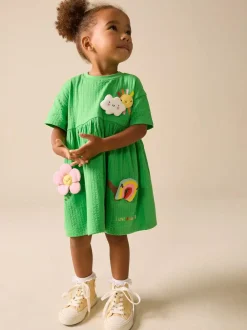 Next Jersey Dress (3mths-7yrs) Green Rainbow Clearance