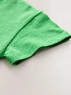 Next Short Sleeve Embroidered T-Shirt (3mths-7yrs) Green Rainbow New