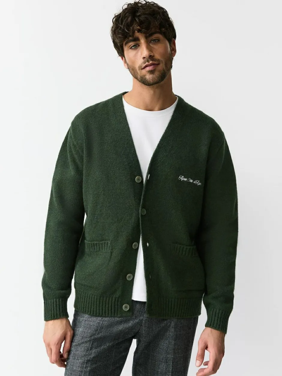 Next Regular Fit Embroidered Chest Motif Cardigan Green Sale