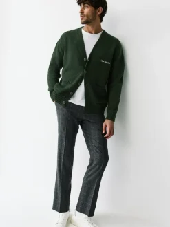 Next Regular Fit Embroidered Chest Motif Cardigan Green Sale
