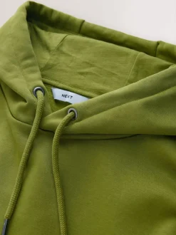 Next Green Regular Fit Heavyweight Cotton Rich Jersey Hoodie Sale