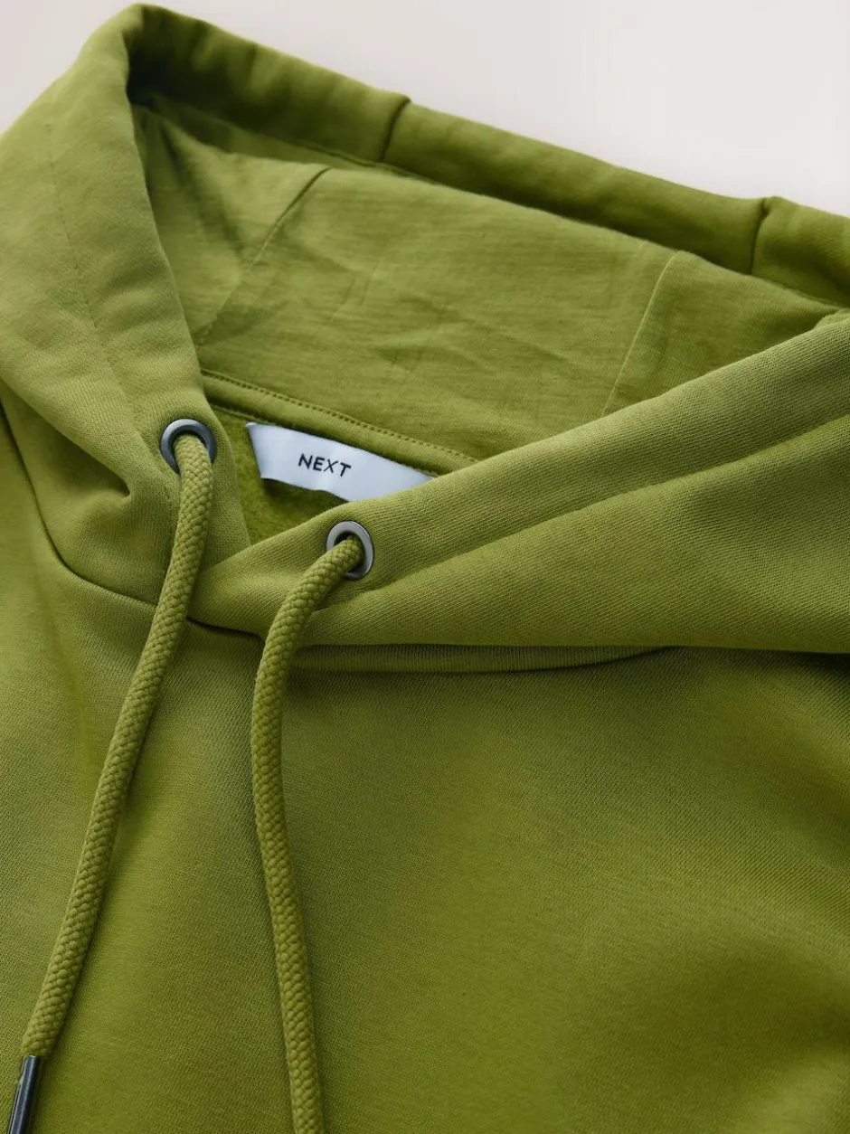 Next Green Regular Fit Heavyweight Cotton Rich Jersey Hoodie Sale