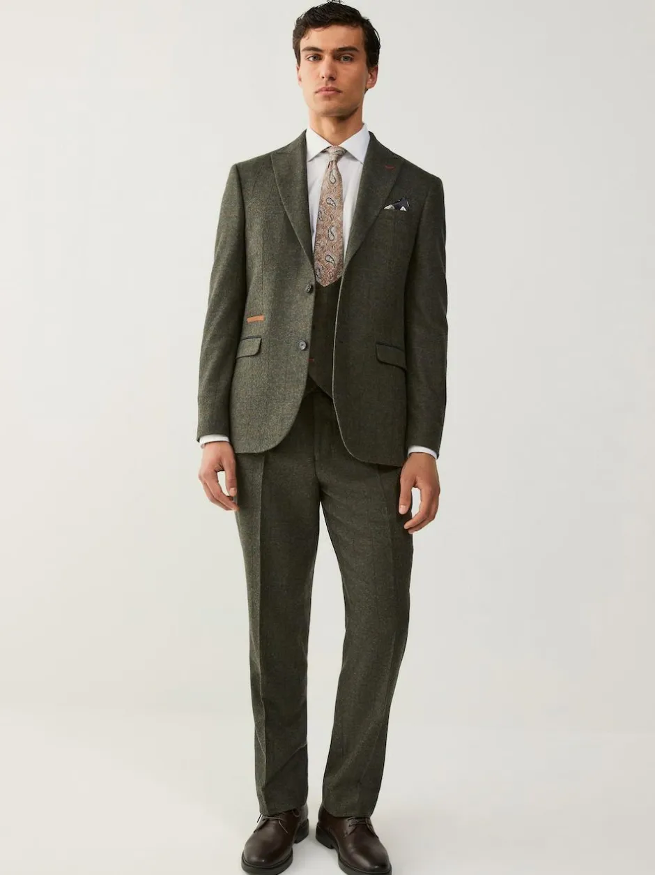 Next Green Regular Fit Nova Fides Italian Wool Blend Trimmed Check Suit Waistcoat Discount