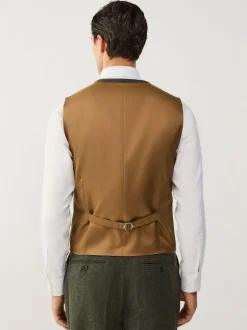 Next Green Regular Fit Nova Fides Italian Wool Blend Trimmed Check Suit Waistcoat Discount