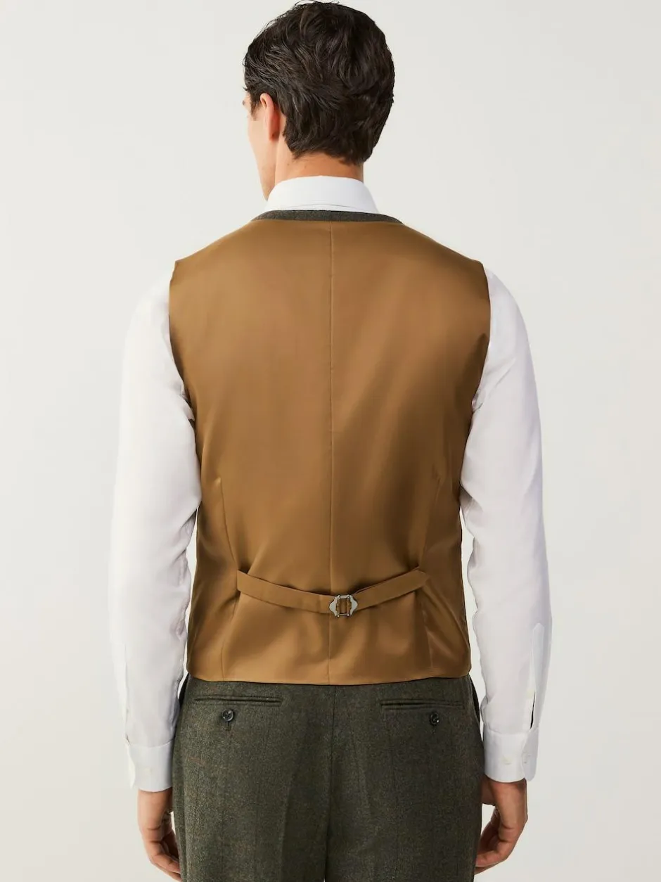 Next Green Regular Fit Nova Fides Italian Wool Blend Trimmed Check Suit Waistcoat Discount