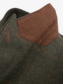Next Green Regular Fit Nova Fides Italian Wool Blend Trimmed Check Suit Jacket Discount