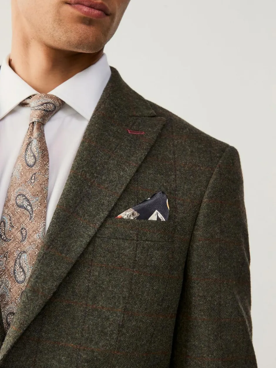 Next Green Regular Fit Nova Fides Italian Wool Blend Trimmed Check Suit Jacket Discount