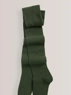 Next Green Regular Length 3 Pack Cotton Rich School Tights New