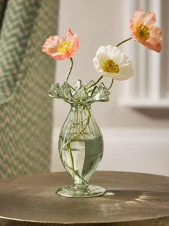 Next Green Ruffle Ribbed Glass Bud Vase Clearance