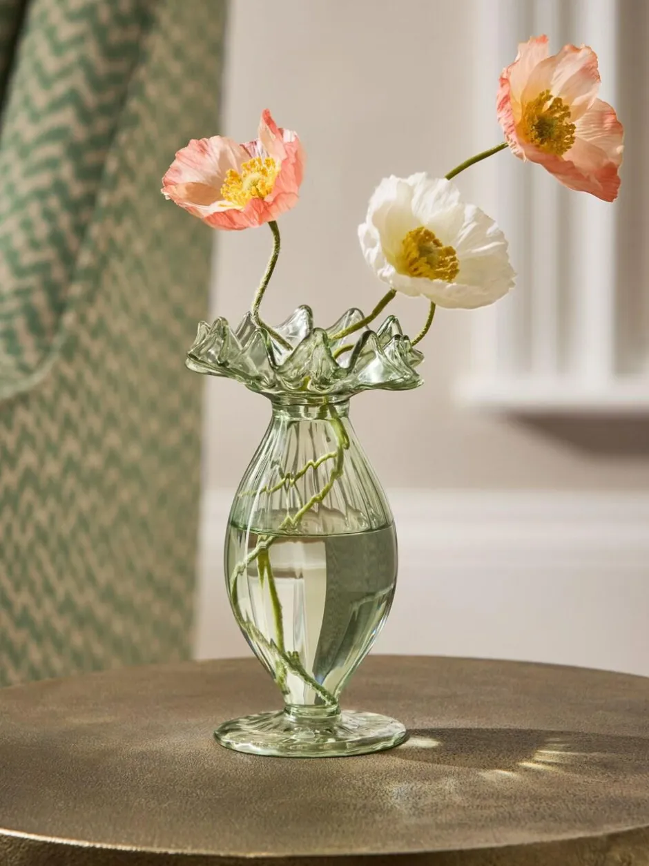 Next Green Ruffle Ribbed Glass Bud Vase Clearance
