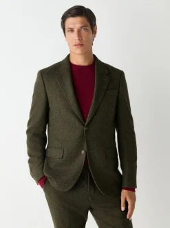 Next Slim Fit Herringbone Wool Blend Suit Jacket Green Discount