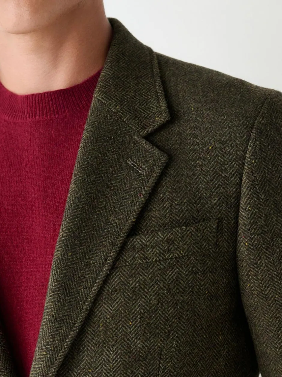 Next Slim Fit Herringbone Wool Blend Suit Jacket Green Discount