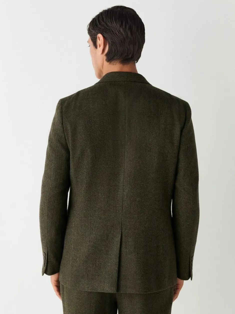 Next Slim Fit Herringbone Wool Blend Suit Jacket Green Discount