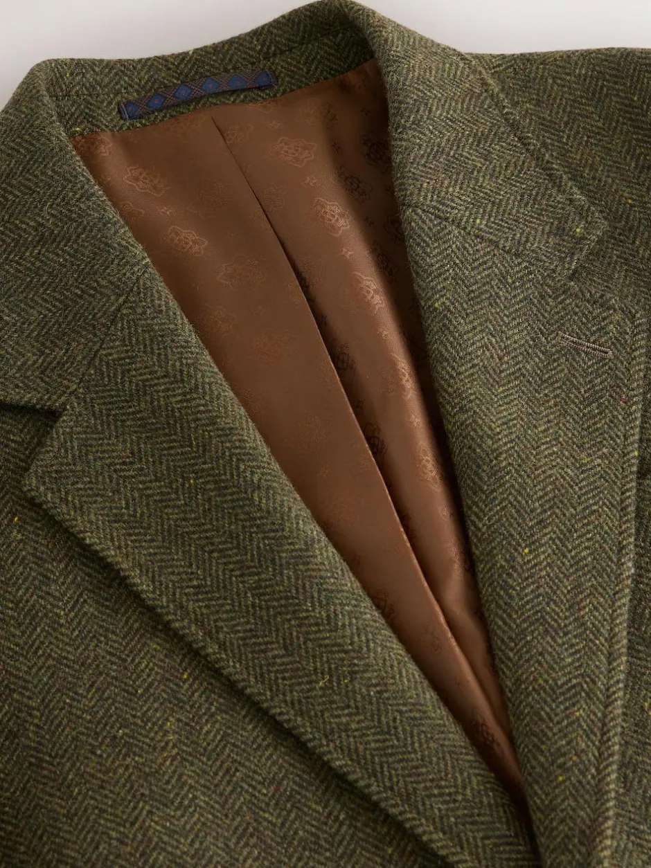 Next Slim Fit Herringbone Wool Blend Suit Jacket Green Discount