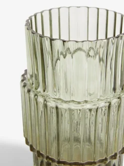 Next Small Ribbed Glass Vase Green