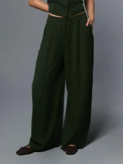 Next Superwide Pleated Trousers Green Hot