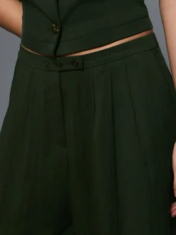 Next Superwide Pleated Trousers Green Hot