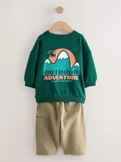 Next Sweatshirt and Utility Joggers Set (3mths-7yrs) Green Discount