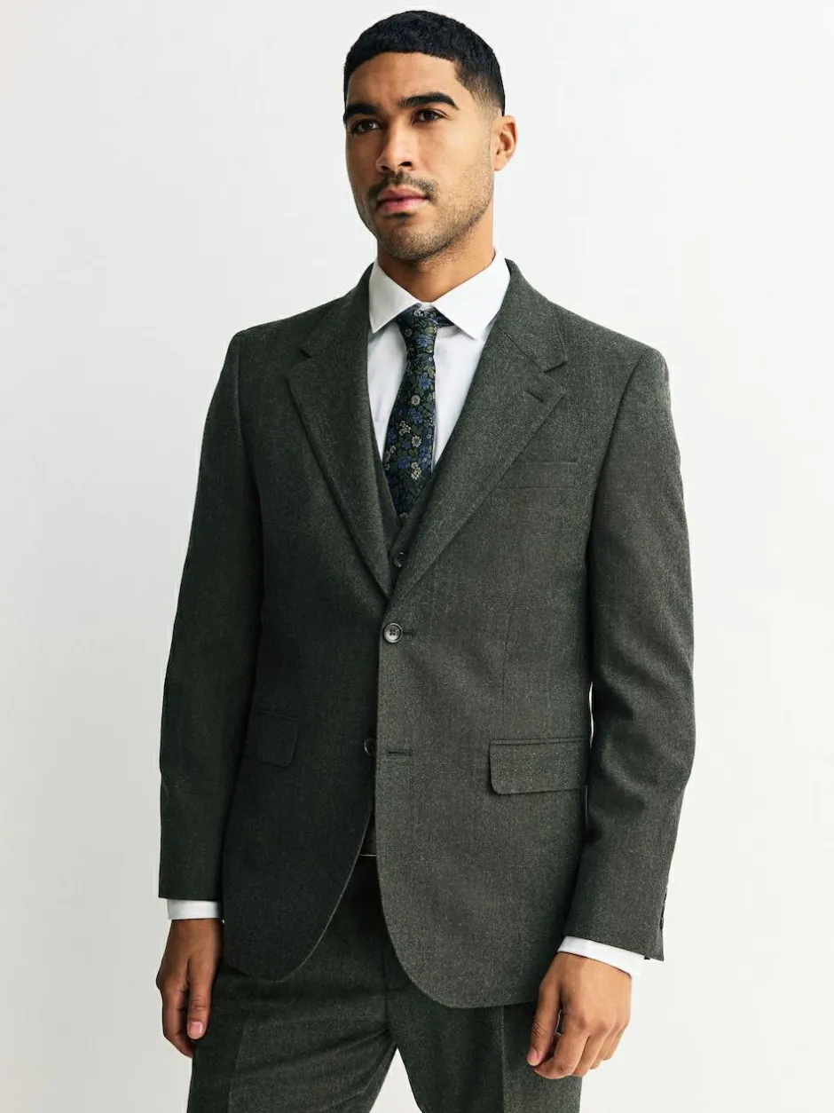 Next Tailored Fit Merino Wool Blend Suit Jacket Green Outlet
