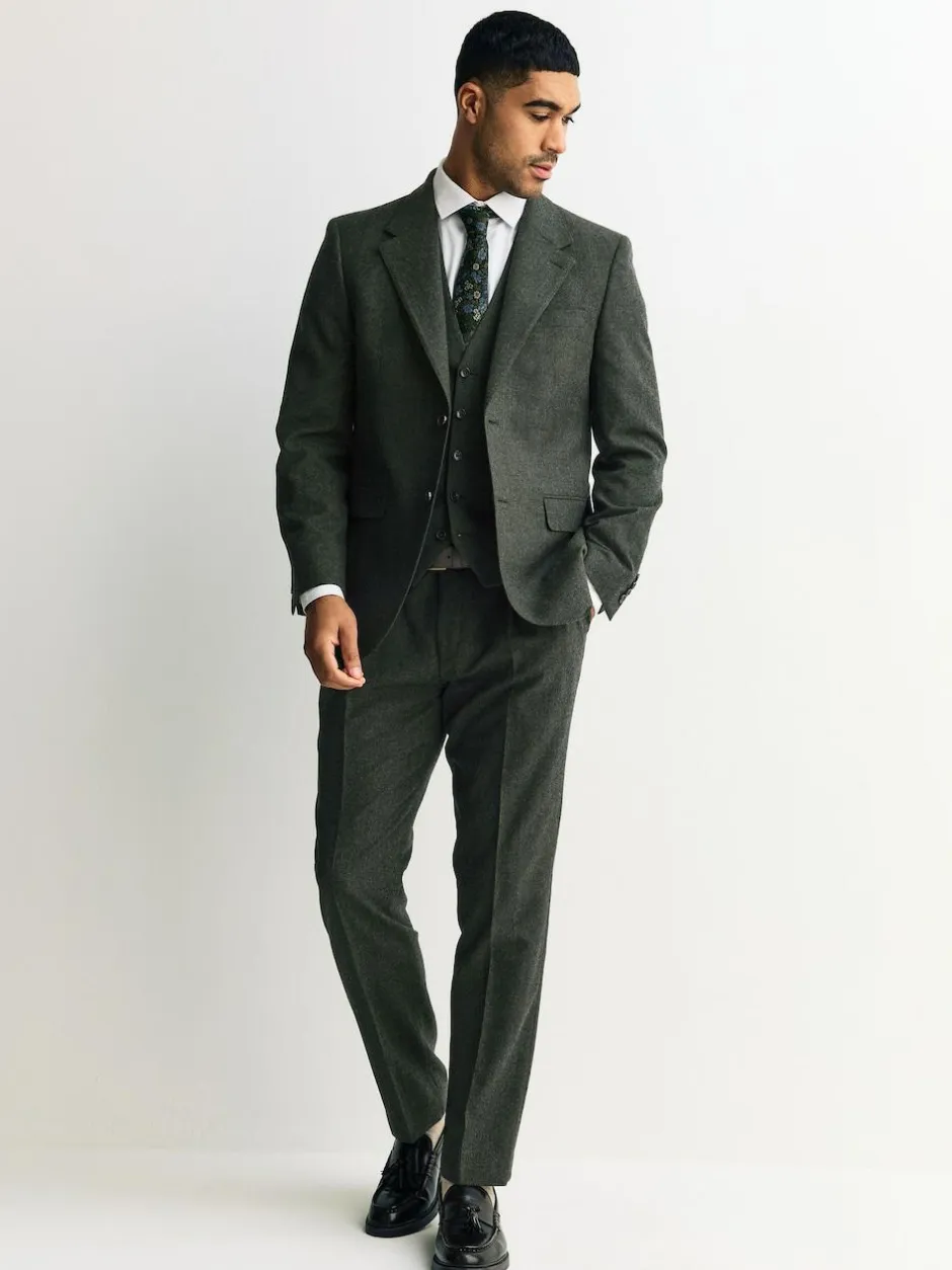 Next Tailored Fit Merino Wool Blend Suit Jacket Green Outlet