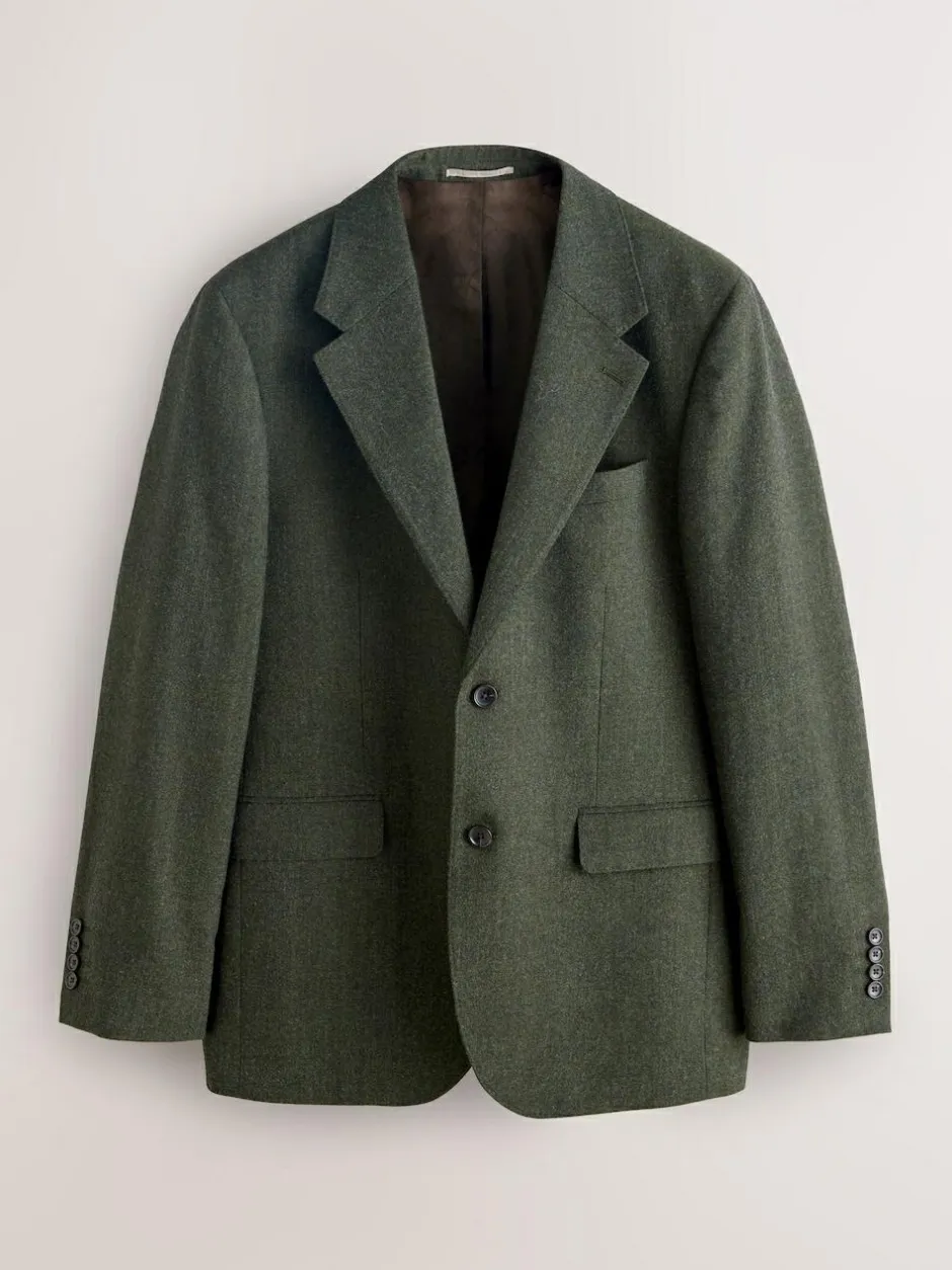 Next Tailored Fit Merino Wool Blend Suit Jacket Green Outlet