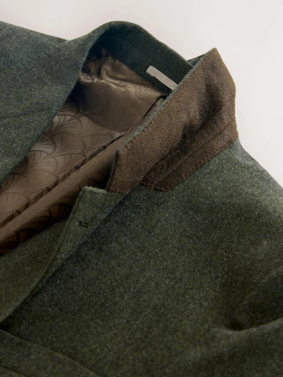Next Tailored Fit Merino Wool Blend Suit Jacket Green Outlet
