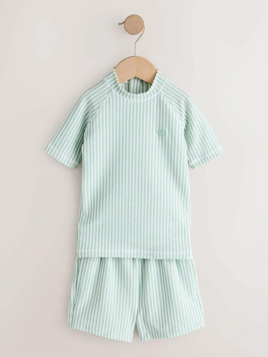 Next Textured Rash Vest and Swim Shorts Set (3mths-7yrs) Green Sale
