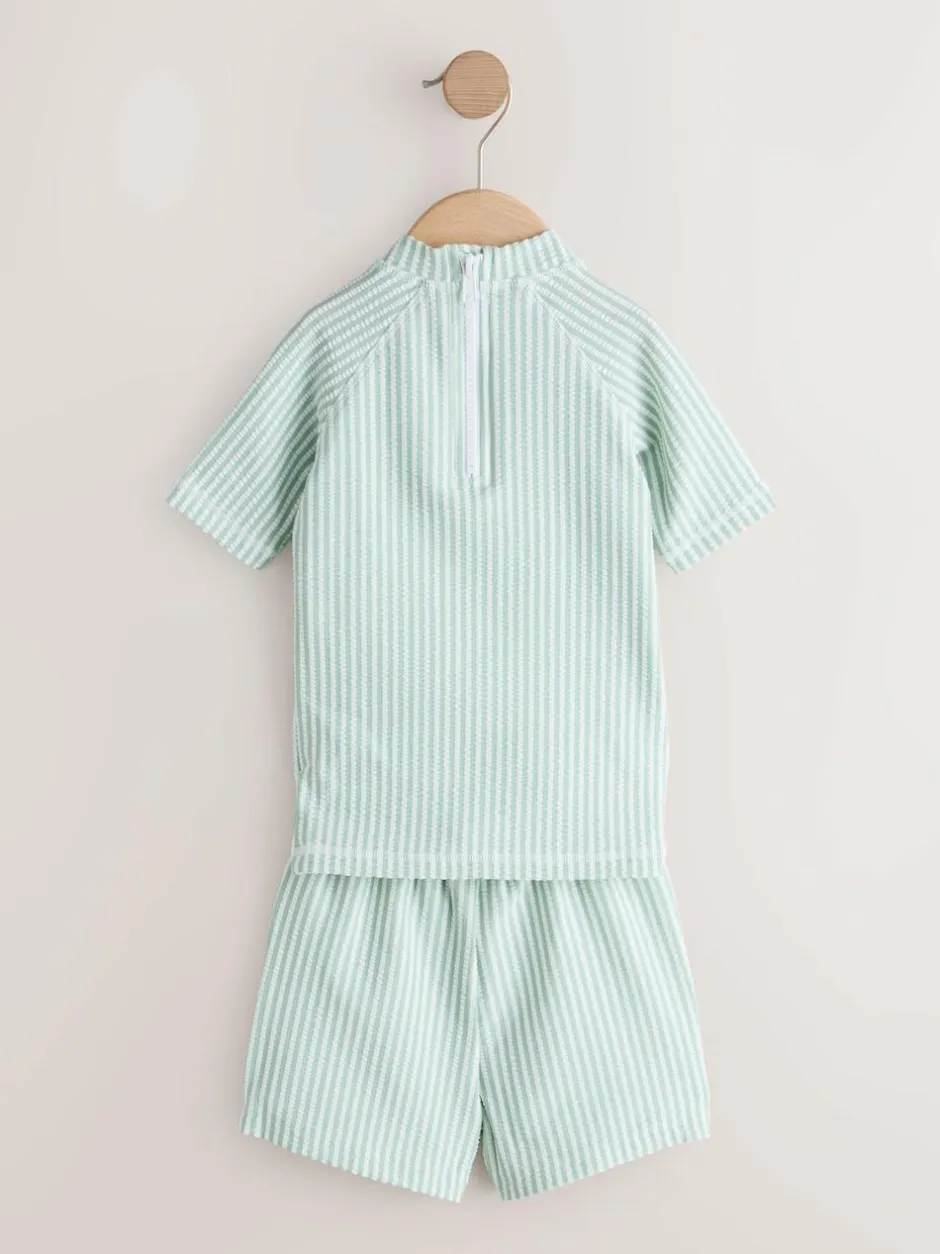 Next Textured Rash Vest and Swim Shorts Set (3mths-7yrs) Green Sale