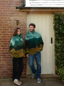 Next Printed Borg Fleece Top Green Woodland Scene Hot