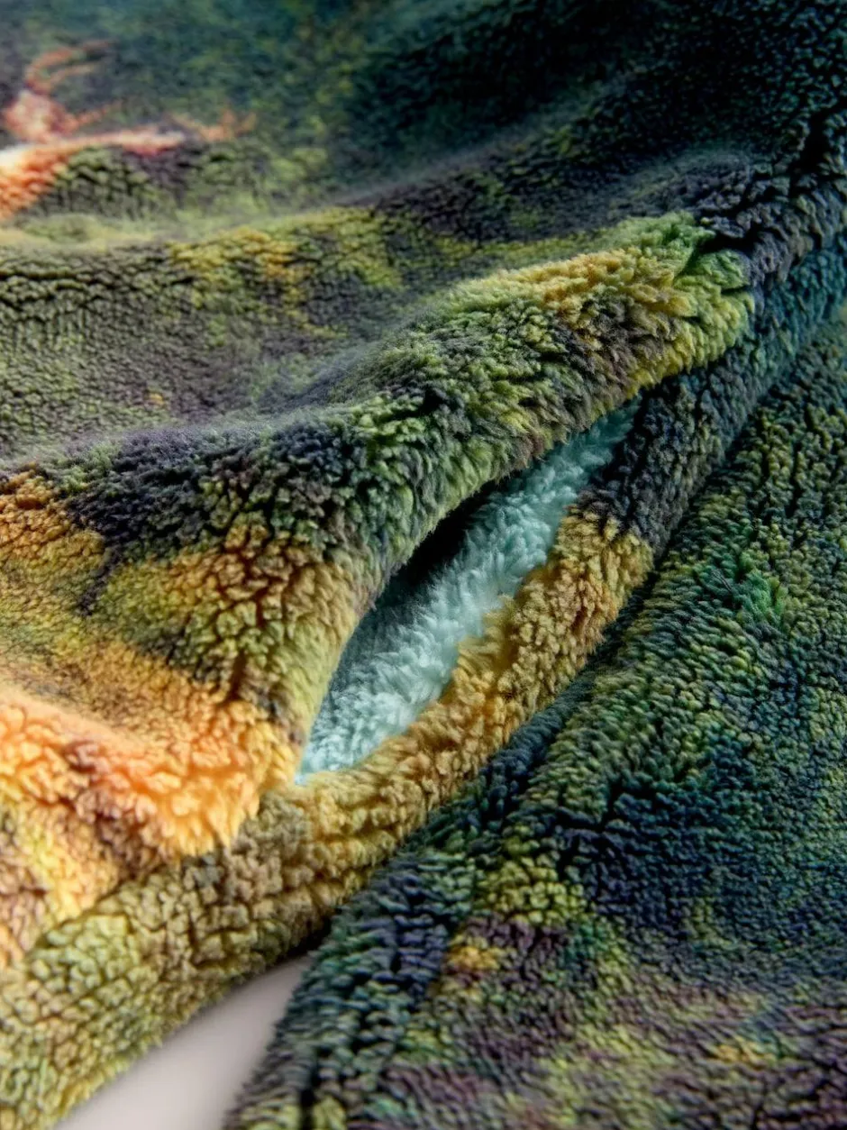 Next Printed Borg Fleece Top Green Woodland Scene Hot