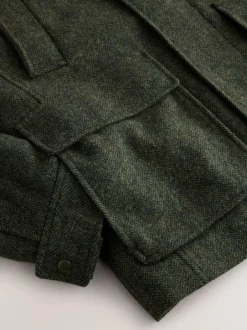 Next Green Wool Blend Herringbone Quilted Corduroy Collar Jacket