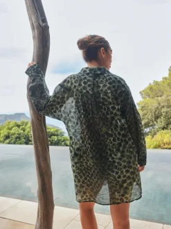Next Green/Black Beach Cover-Up Shirt Hot