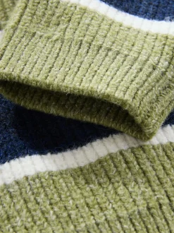 Next Knitted Stripe Rugby Polo Shirt (3mths-7yrs) Green/Blue Discount